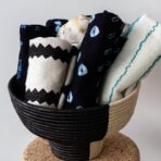Pedestal Black and Natural Basket Bowl - Image 4