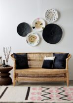Hand-Painted Black Binga Flat Basket - Image 2