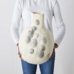 Pebble Hand-Felted Wool Gourd Basket - Image 3