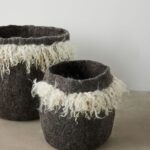 Grey Fringed Skirt Wool & Mohair Basket