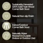 Stanley Natural Teak Shower and Bath Corner Stool with Shelf - 15.7" - Image 4