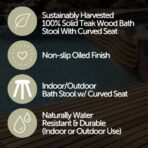Salem Teak Shower and Bath Stool with Curved Seat - Image 7