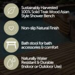 Taipei Natural Teak Shower and Bath Curved Spa Bench with Shelf - Image 5