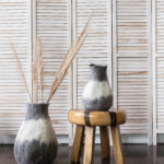 Eclipse Charcoal and Ivory Wool Gourd Basket