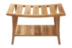 Taipei Natural Teak Shower and Bath Curved Spa Bench with Shelf - Image 3
