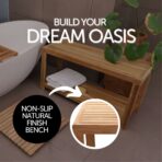 Bali Natural Teak Shower and Bath Spa Bench with Shelf - 35" - Image 4