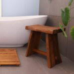 Salem Teak Shower and Bath Stool with Curved Seat - Image 16