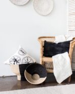 Pedestal Black and Natural Basket Bowl - Image 2