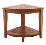 Tanzania Oiled Teak Shower and Bath Corner Stool with Shelf - 17.5" - Image 13