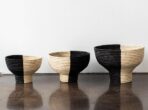 Pedestal Black and Natural Basket Bowl - Image 3