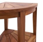Tanzania Oiled Teak Shower and Bath Corner Stool with Shelf - 17.5" - Image 11