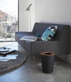 Trash Can - Round - Steel + Wood - Image 14