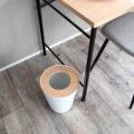 Trash Can - Round - Steel + Wood - Image 3